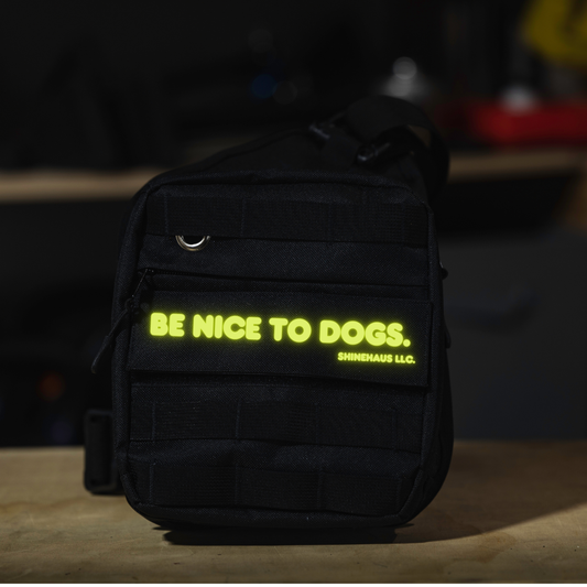 'Be Nice to Dogs' Velcro Patch- Bubble [ALL BLACK]